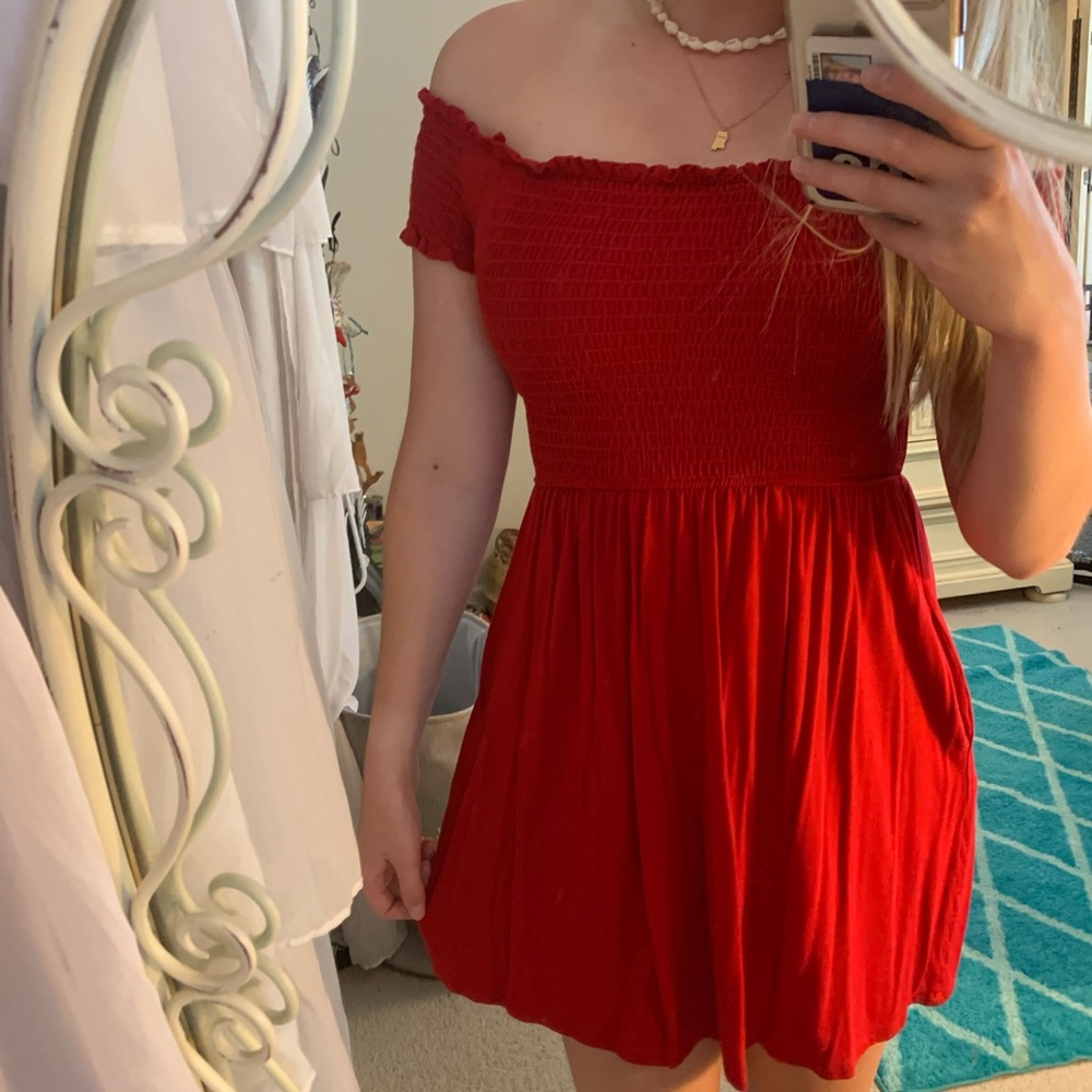 Red Off the Shoulder Dress